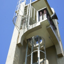Compact belfry top with view deck.